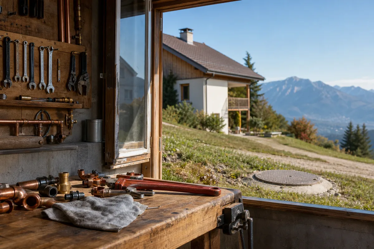 Maison individuelle des coteaux du Chablais avec son terrain et son regard d&rsquo;assainissement